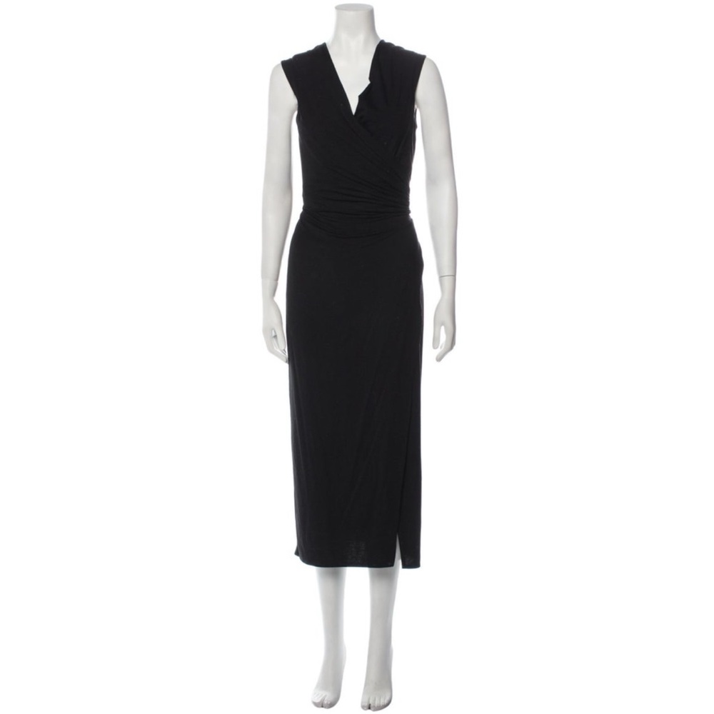 Reformation black wrap midi dress S